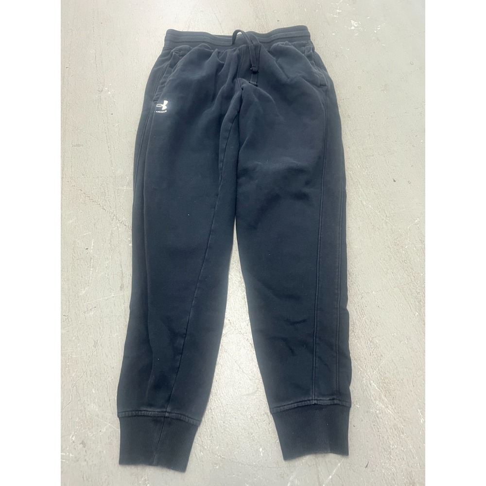 Under Armour Sweatpants Mens M Black Fleece Drawstring Loose Tapered Leg Active